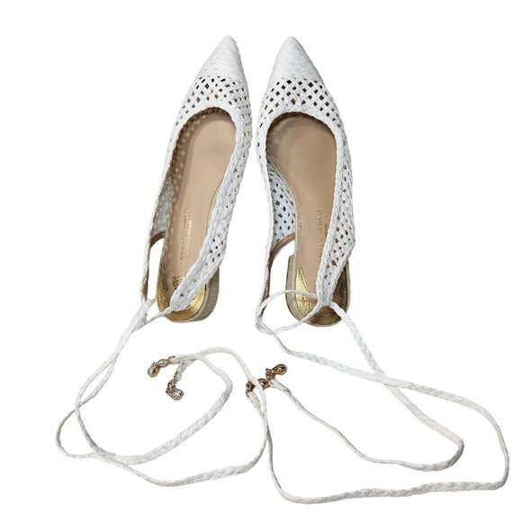 Antonio Melani Jennifer Sumko Women's Size 6 Lace Up Sling back White Flats 274 - Picture 8 of 10